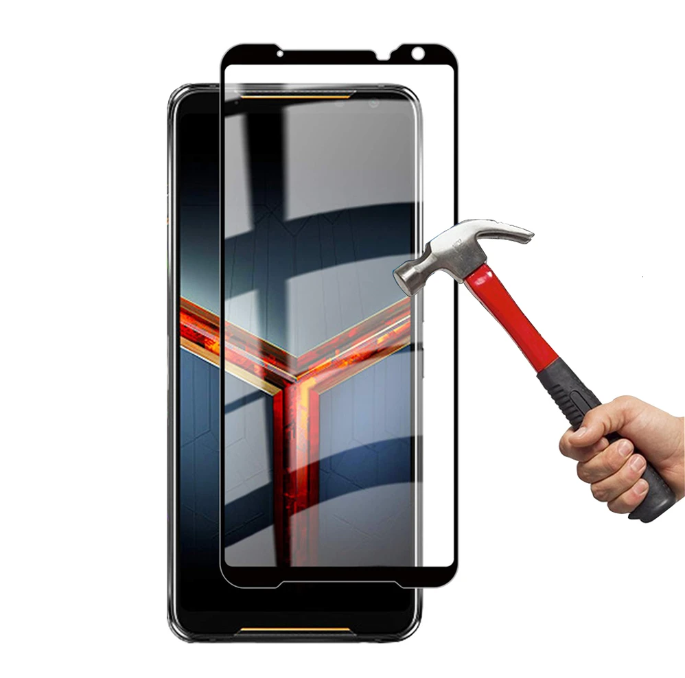 Черное закаленное стекло для Asus ROG Phone II ZS660KL Защитное экрана Phone2 полноэкранная