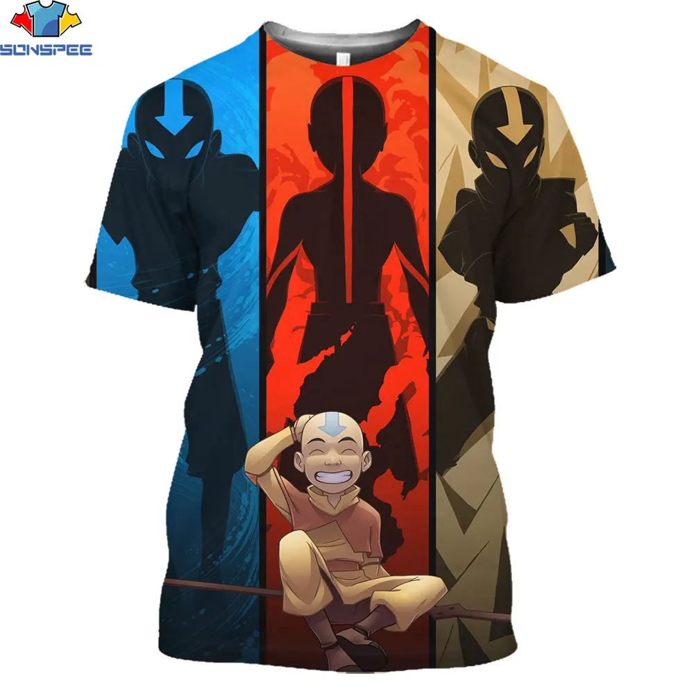 

Футболка SONSPEE Avatar The Last Airbender с 3D принтом, Детская Мужская и женская мультяшная аниме трендовая футболка унисекс, футболка