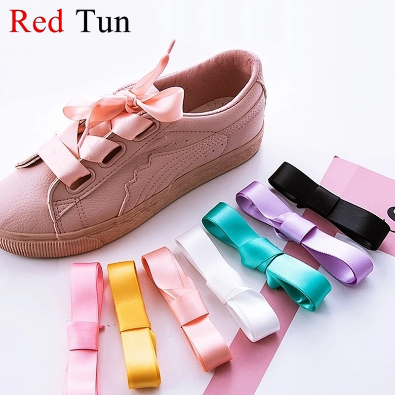 80CM Satin Silk Ribbon Shoelaces White Sneaker shoes lace Canvas 2 CM Width shoe laces