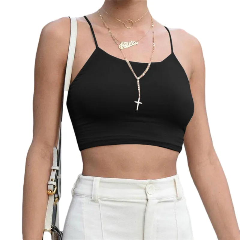 

Summer Women Sexy Solid Color Camisole Slim Backless Tank Top Stylish Sleeveless Crop Top For Shopping Daily Wear
