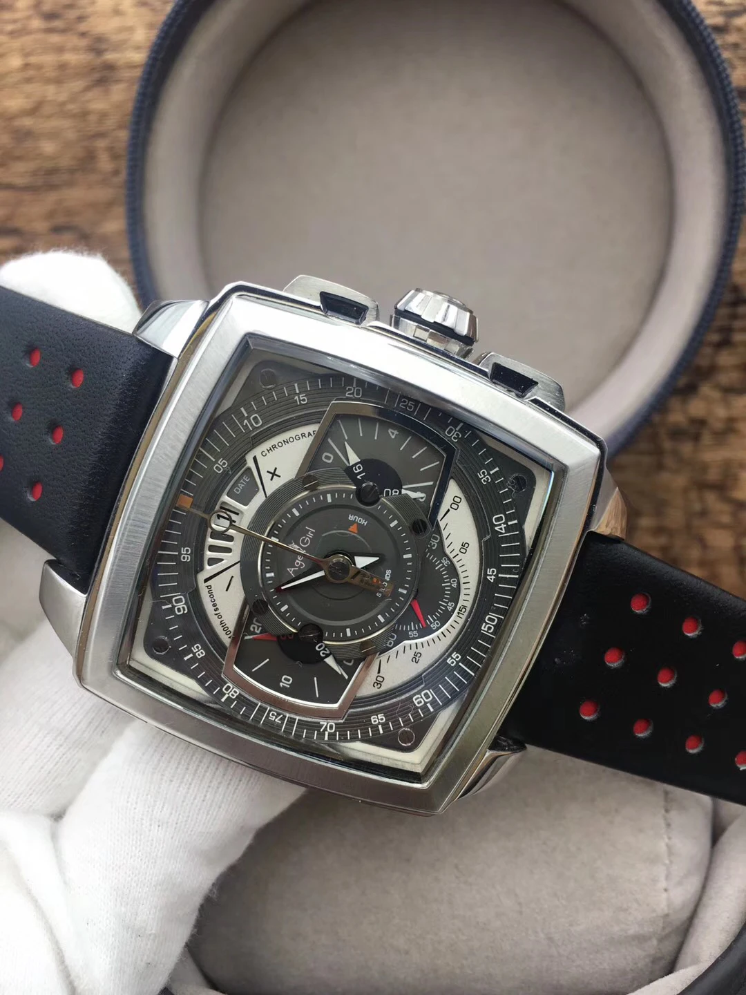 

Classic New Silver Black White Stainless Steel Men Watches Chronograph Sapphire Sport Leather Calendar Watch Limited AAA+