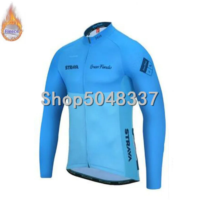 STRAVA для мужчин pro team велосипедная Одежда Зима Велоспорт Джерси термо флис с
