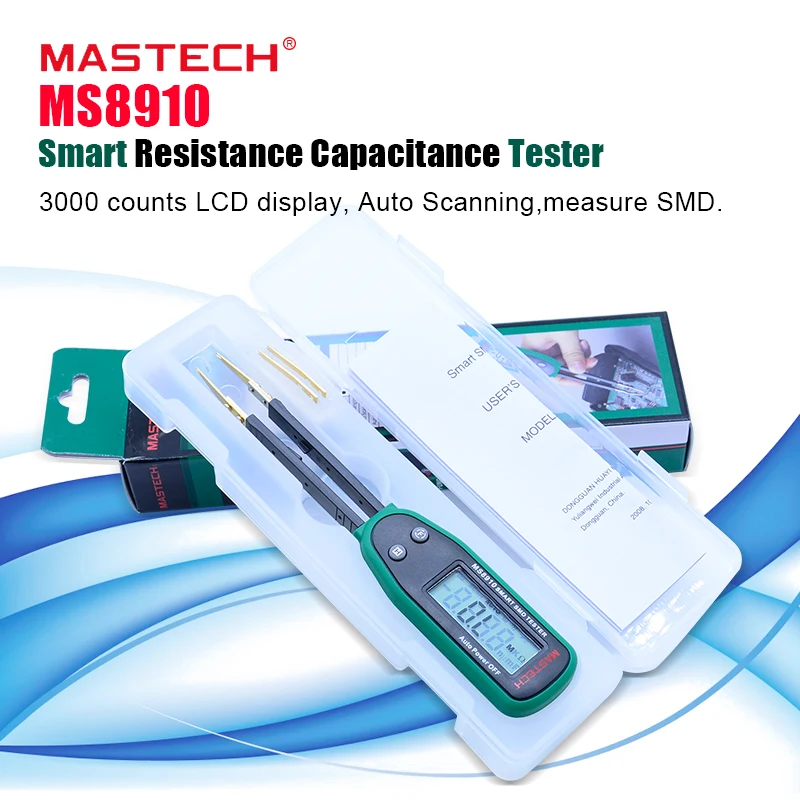 

MASTECH Smart SMD Tester Capacitance Meter Multimeter MS8910 3000 counts LCD display Auto Scanning Auto Ranging