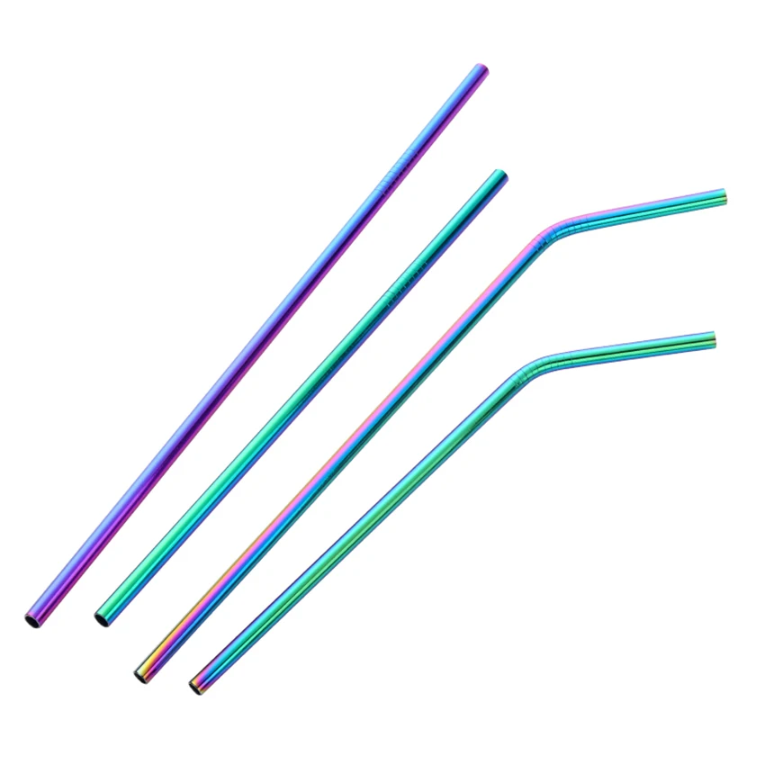 2 шт./4 шт красочные Нержавеющая сталь питьевые соломки прямые и изогнутые