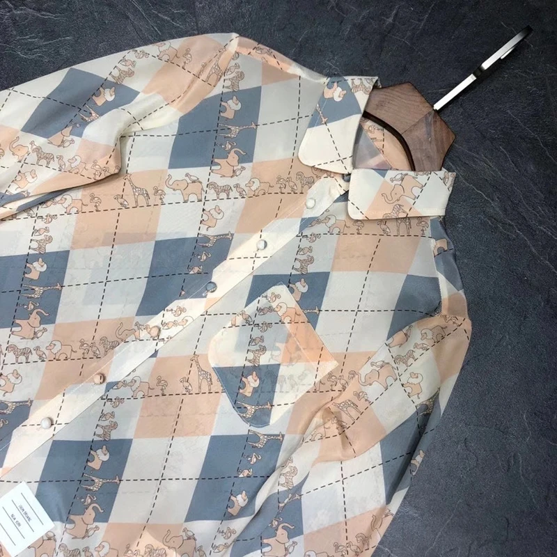 

New Collection Runway Shirt Women Printed 100% Silk Shirt Long Sleeve High Quality Shirt