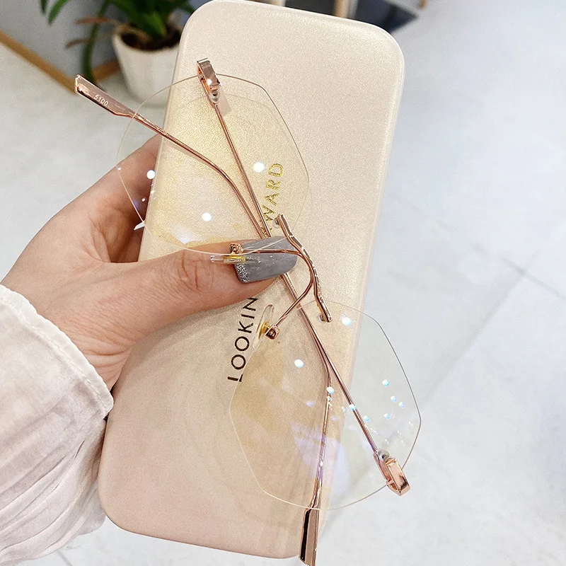 

New 2021 Unisex Anti Blue Rays Computer Glasses Women Vintage Rimless Square Eyewear Men Frame Gaming Light Blocking Eyeglasses