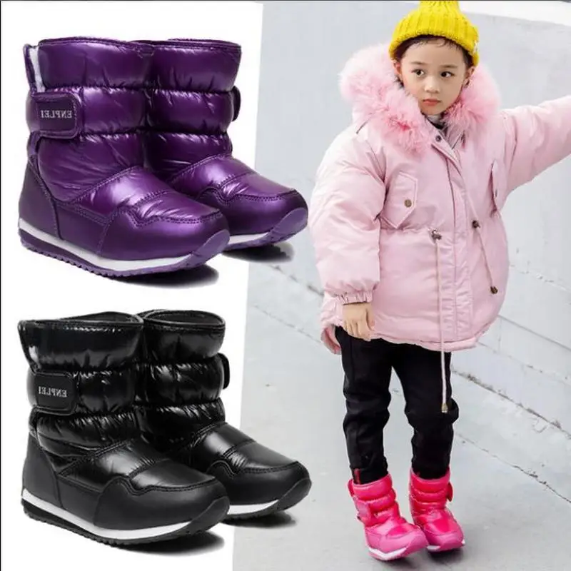 

2020 new style Kids snow boot Winter Boots Fashion Plush girls Shoes Water-Proof Sneakers Russia winter warm fur rainboots