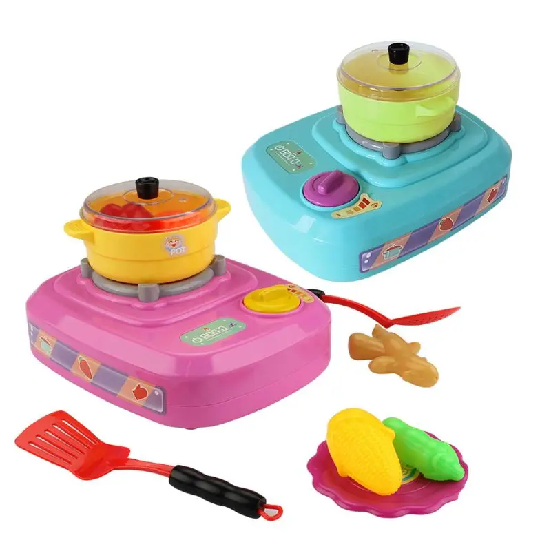 

QC2B Simulation Kitchen Toys Electric Gas Stove with Lights Ringing Foggy Simulation Kitchen Toy DXAD