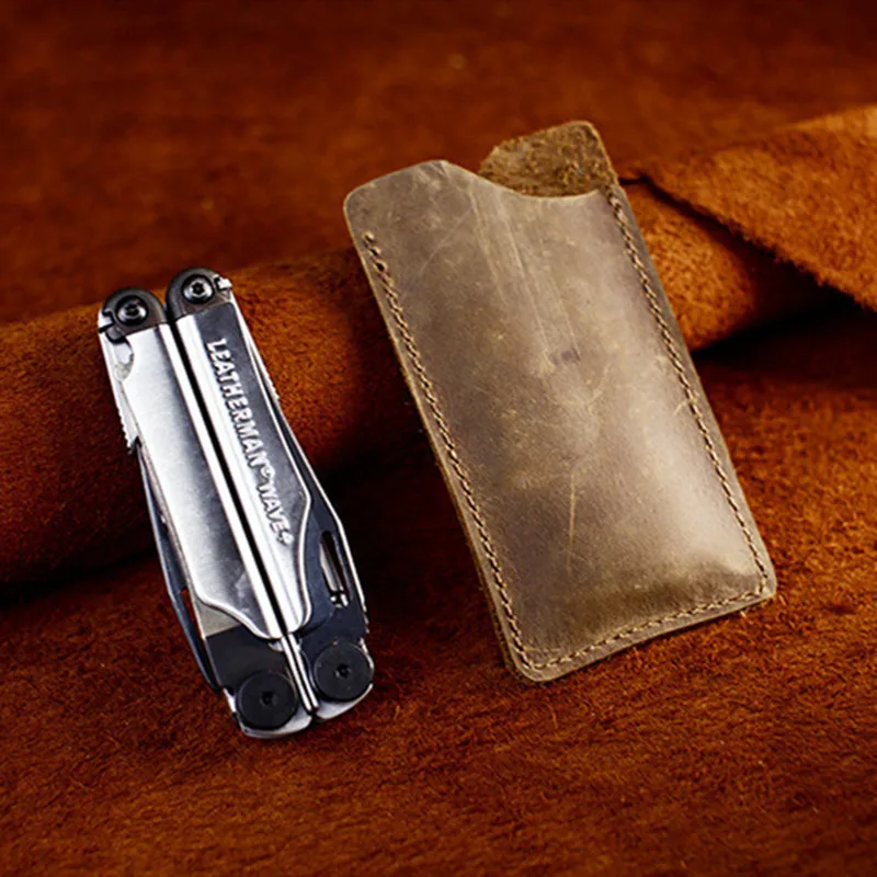 EDC натуральная кожа поясная сумка винтажная воловья складной держатель ножа