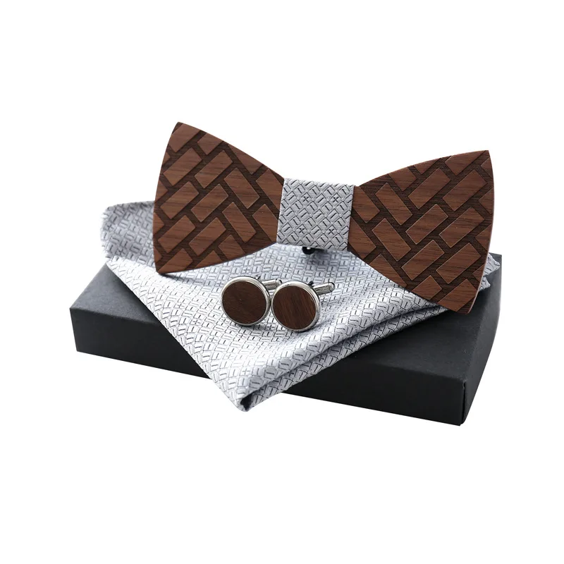 YUNCLOS Мужской деревянный галстук-бабочка галстук костюм из трех предметов модный