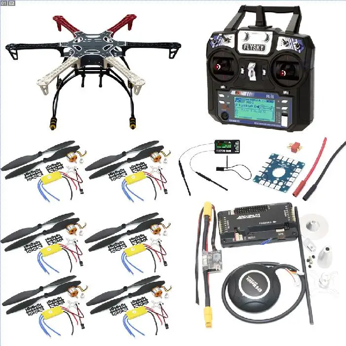 F550 Hexacopter Рамка с шасси комплект w/APM2.8 управление полетом/7 м gps/A2212 1000KV 30A ESC/Flysky TX для радиоуправляемого дрона - Цвет: With I6 and IA6B