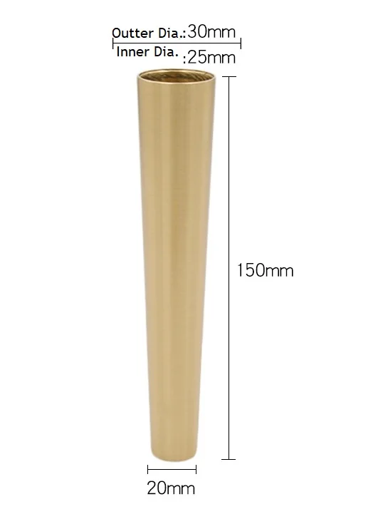 1045-150mm 2 шт./лот Твердый латунный наконечник крышки для середины века современный шкаф стол стул сиденье ноги конические бронзовые антикварные - Цвет: 1045-150mm
