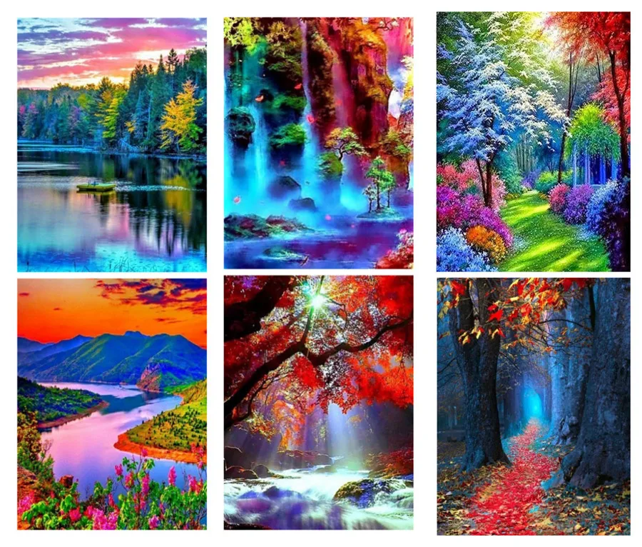 5D DIY Алмазная картина лесной пейзаж водопад вышивка крестом домашний декор| |