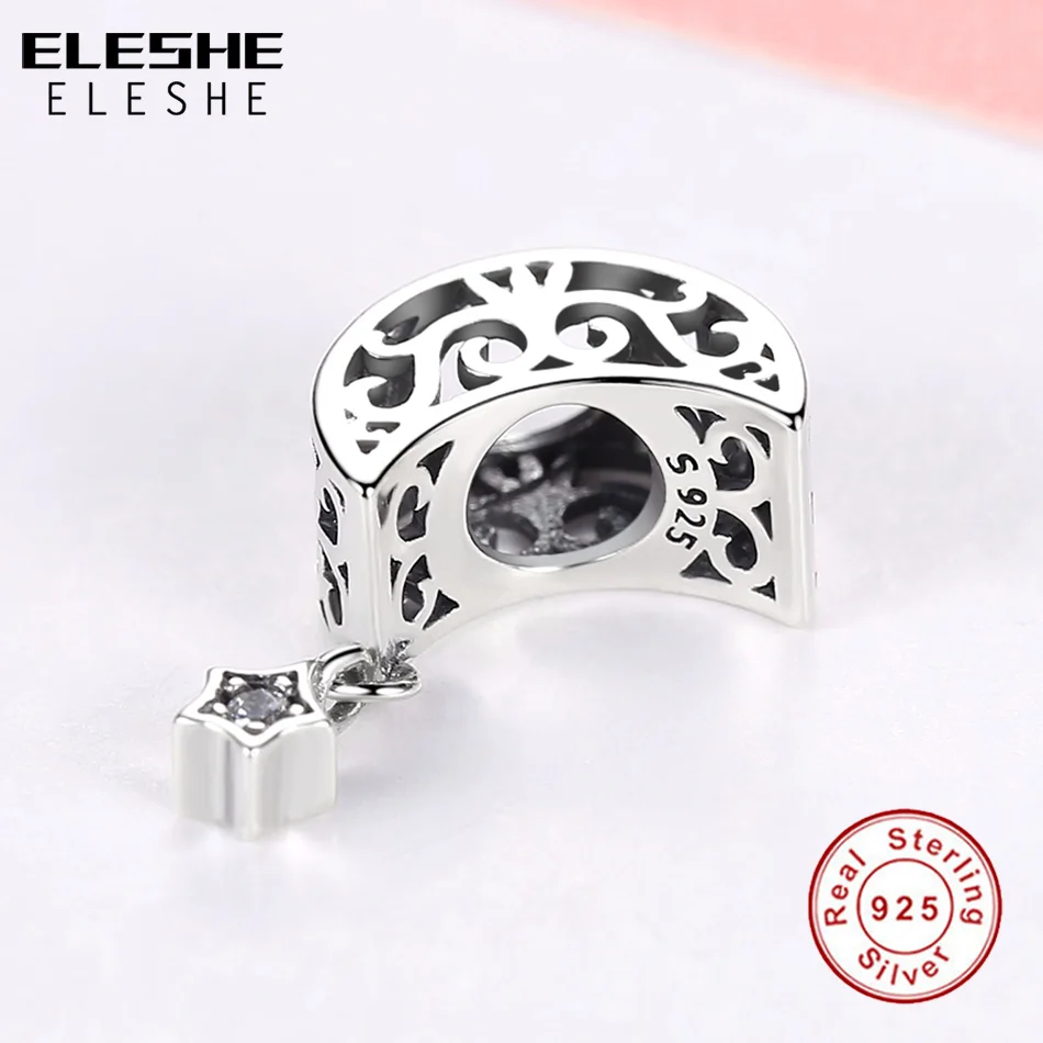 ELESHE 100% 925 пробы серебро Ажурные Носки с рисунком Луны и звезды Очаровательные