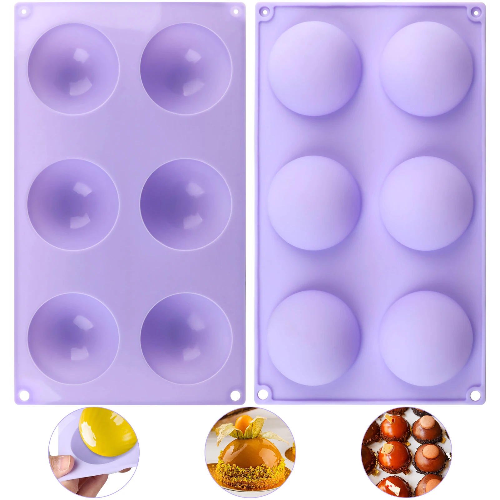 

2PCS Sphere Chocolate Mold 6 Holes Silicone Round Cake Mold Muffin Baking Mold Chocolate Fondant Mould Ball Biscuit Baking Mould