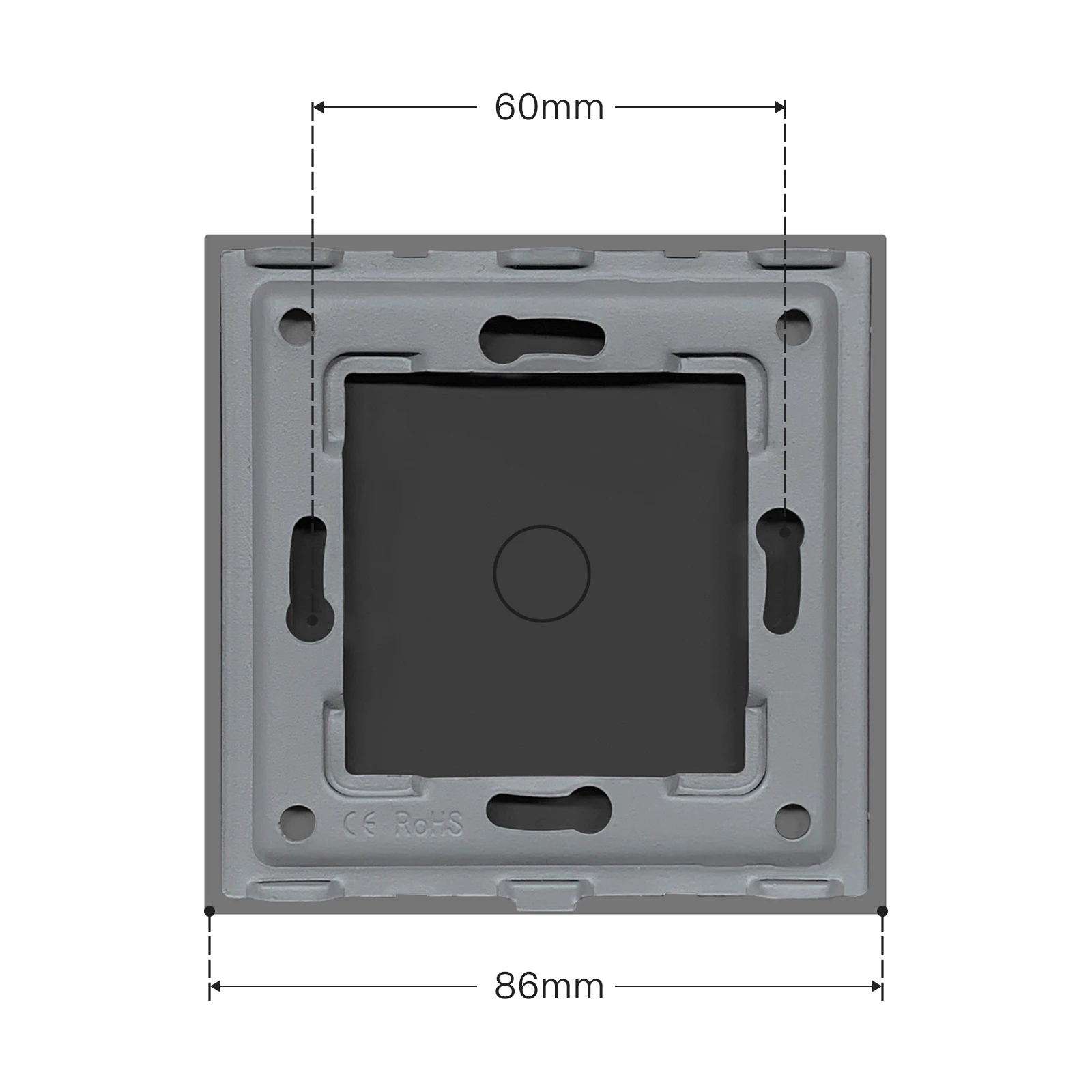 Панель стеклянная для сенсорных переключателей с металлической рамой 86*86 мм