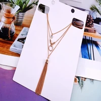 ydgy fashionable new style simple multi layer tassel cold wind medium long necklace