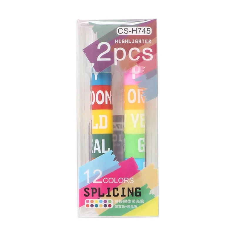 

6 Colors Creative Stitching Solid Highlighter Marker Fluorescent Retro Color Graffiti Pen Stationery New And High Quality