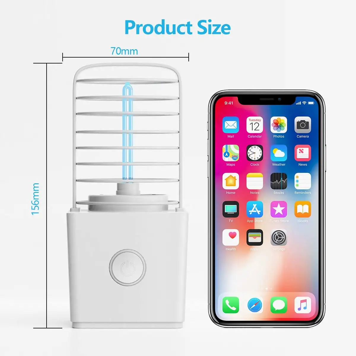 

Portable UV Ozone Germicidal Lamp Double Sterilization Light Wireless USB 20Area Sterilizer Light Lamp for Car Baby room Bedroom