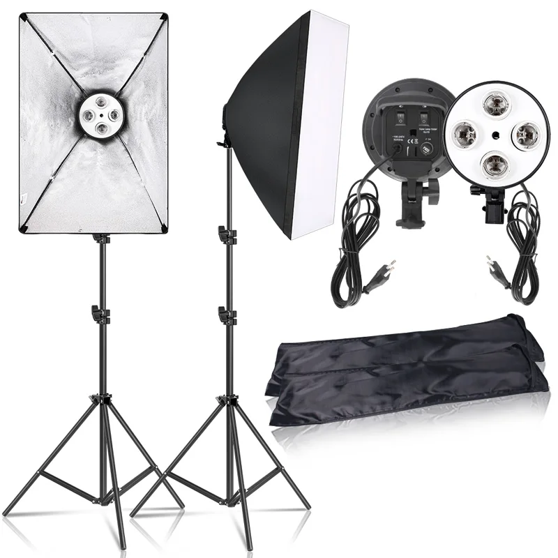 Continuous Shooting Light Lamp Soft Box With E27 Base Accessories Photography Softbox Lighting Kit Photo Studio Light Box Kit