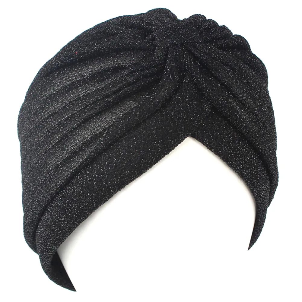 

Women Silver Gold Knot Twist Turban Headbands Cap Autumn Winter Warm Headwear Casual Streetwear Female Muslim Indian Hats