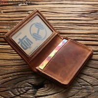 100 original leather credit card holder wallet for men male vintage real leather short business id case small slim coin purse