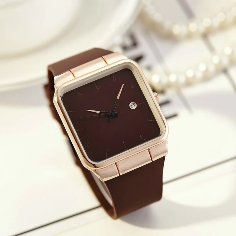 2019 женские часы силиконовые квадратные Роскошные нарядные кварцевые наручные из