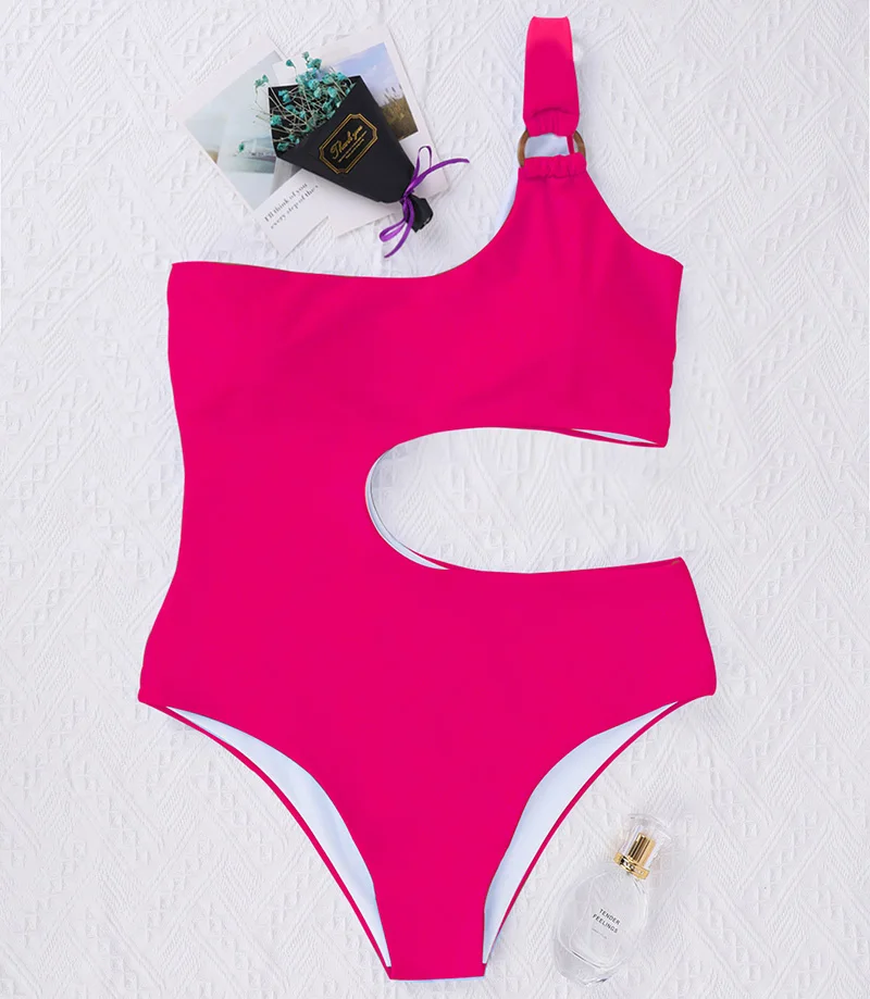 Sexy One shoulder Female Swimwear One piece swimsuit Women Monokini Bather Trikini High Cut Out Bathing suit Swim Bodysuit