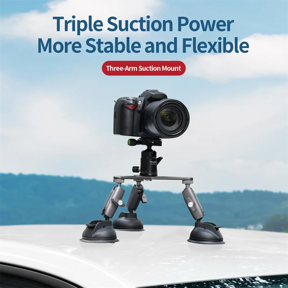 TELESIN Glass Suction Cup Action Camera Tripod Mount for Car Holder Stand Bracket for Gopro Hero 10 9 8 7 6 5 Yi 4K Insta360 enlarge
