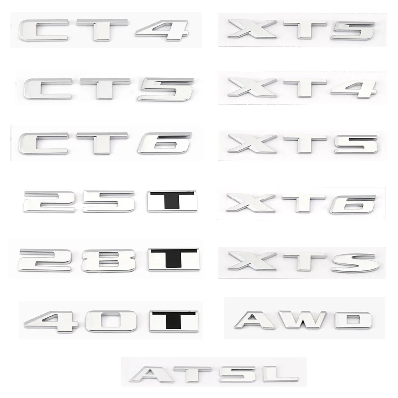 

CT4 CT5 CT6 XT4 XT5 XT6 XTS 25T 28T 40T AWD ATSL Emblem Badge Decals Car Sticker For Cadillac Escalade Deville Tiburon Seville