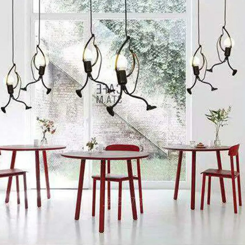 Candelabro de hierro para decoración de la sala de estar, lámpara Led de techo con diseño de villanas y muñecos de dibujos animados para el hogar