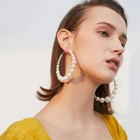 2021 fashion pearl large round pendant earrings imitation pearl earrings round string earrings earrings womens elegant girls