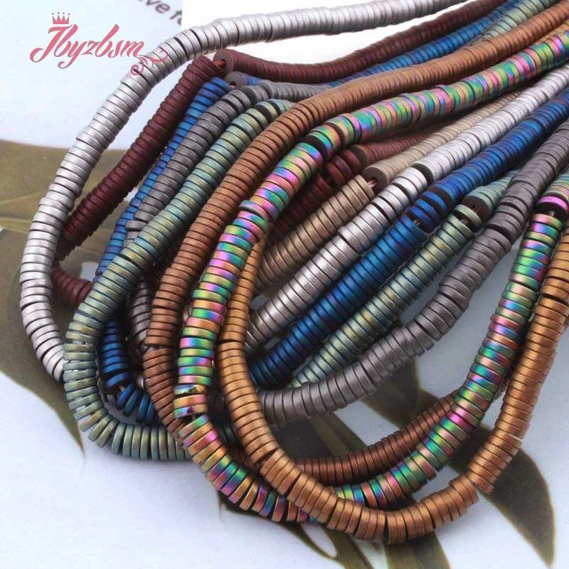 1x4mm Natural Hematite Bead Forst Rondelle Button Loose Stone Beads For Jewelry Making DIY Necklace Bracelet Spacer Strand 15&quot |