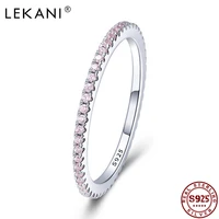 lekani 925 sterling silver fully pink crystal wedding female rings for women classic simple geometric hot sale fine jewelry 2021