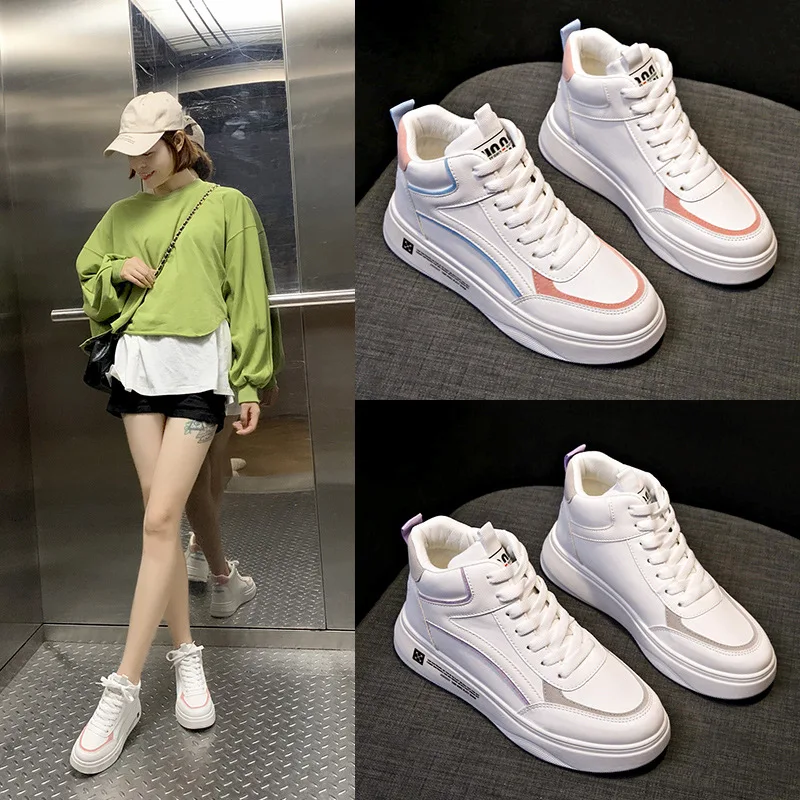 Белые туфли с высокой посадкой коллекция 2019 года сезон осень Студенческая обувь