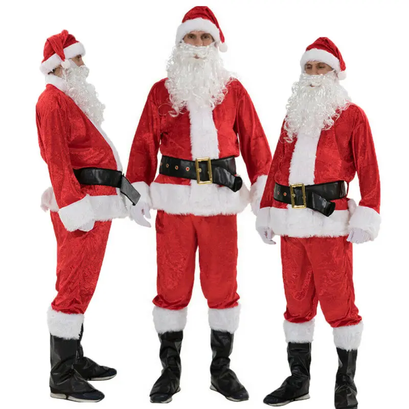 4 шт. костюм Санта Клауса для отца Рождества мужской нарядный наряд роскошная