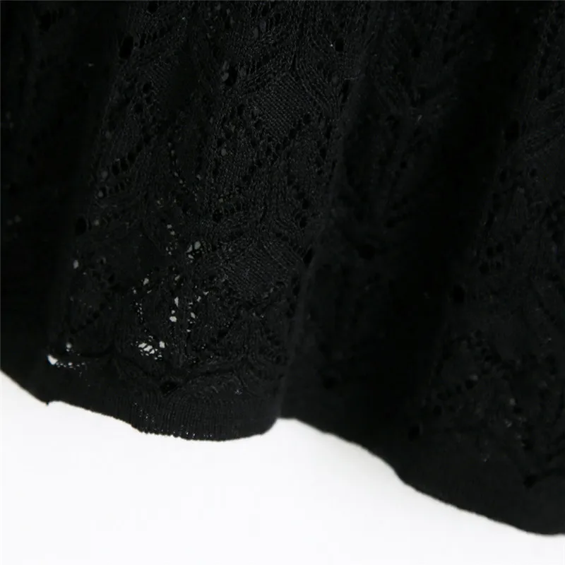 

BLSQR Women Sexy mesh knitted black smock blouse Shirts Women Flare Sleeve Casual Slim Blusas Tops