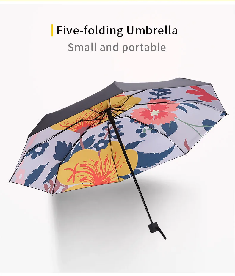 For Girl And Woman Mini Pocket Umbrella UV Protection Five-Folding Flower Design Windproof Parasol | Дом и сад