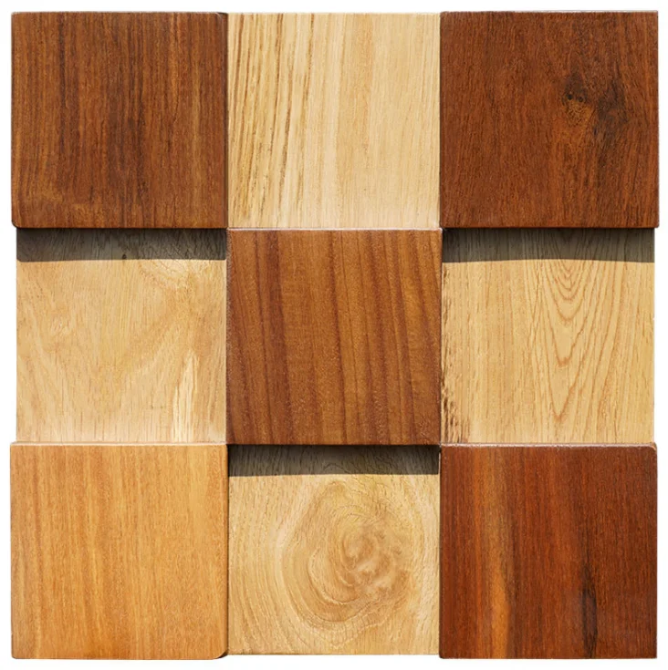 Natural de Madeira Painel de Madeira Telhas de Parede Maciça Telha Backsplash 3d Padrão Mosaico Dq020 11 Pçs