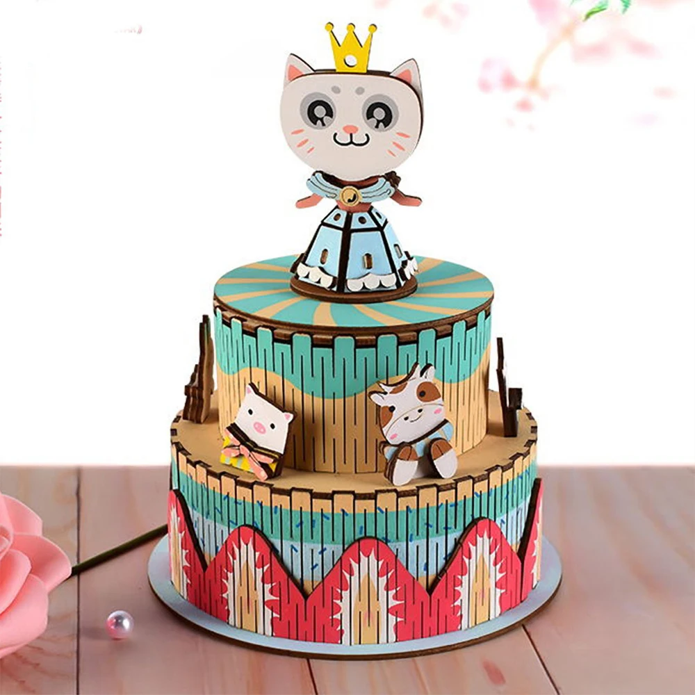 DIY музыкальная шкатулка 3D деревянная модель наборы пазлов Изящные первоклассные