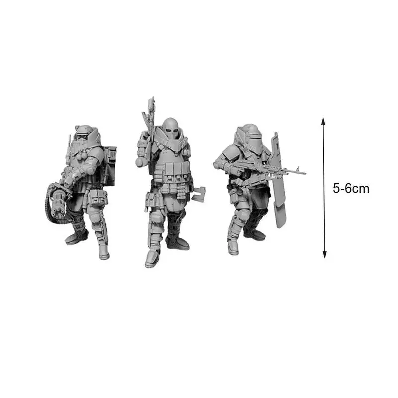 

3Pcs/Set 1:35 Scale Self-assembled Resin Figure Unpainted Model Kit Figure Collect Unassambled Unpainted Heavily Armored Soldier