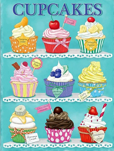 

New Metal Poster Fresh and Delicious Cupcakes Vintage Metal Tin Sign 8x12 Inch Retro Art Home Cake Shop Bar Pub