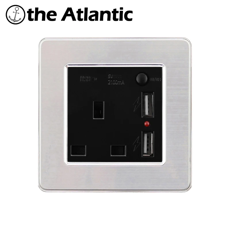 Стандартная розетка Atlantic Double 13A стандарта Великобритании с двумя USB разъемами