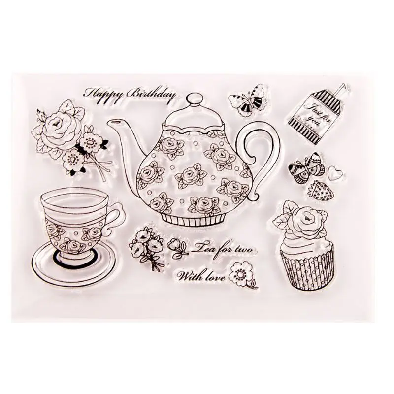 

Teapot Seal Stamp with Cutting Dies Stencil Set DIY Scrapbooking Embossing Photo R7RC