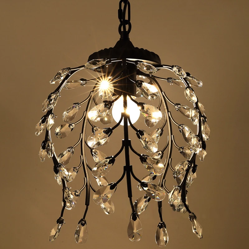 

European-style creative simple crystal ceiling lamp E27 LED chandelier for bedroom living room dining room study aisle cafe bar