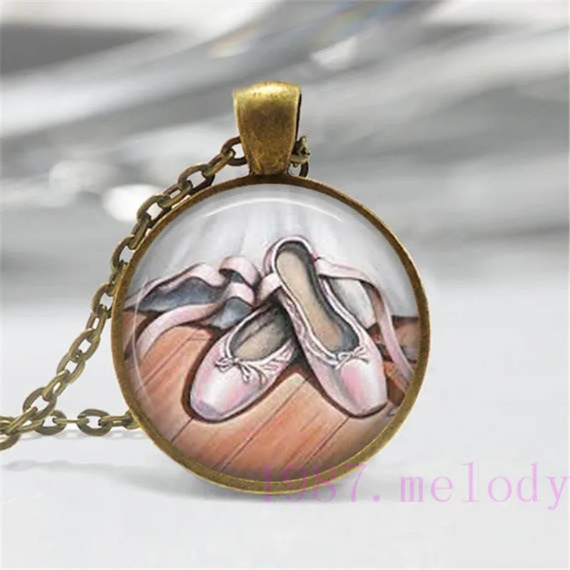 

Dancer Ballet Shoes Girl Creative Vintage Photo Cabochon Glass Chain Necklace,Charm Women Pendants Fashion Jewelry Gifts