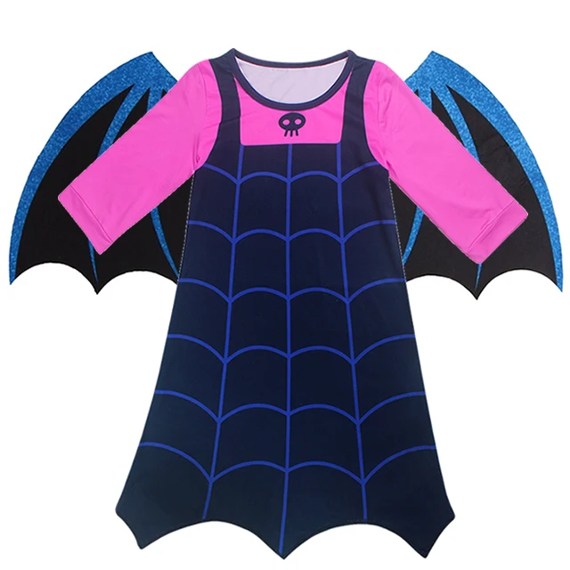 Vampirina Dress D Костюм вампирина с крыльями для девочек; детская одежда для ролевых игр с героями мультфильмов; Детские вечерние Карнавальные Платья вампира на Хэллоуин - Цвет: Vampirina Dress D
