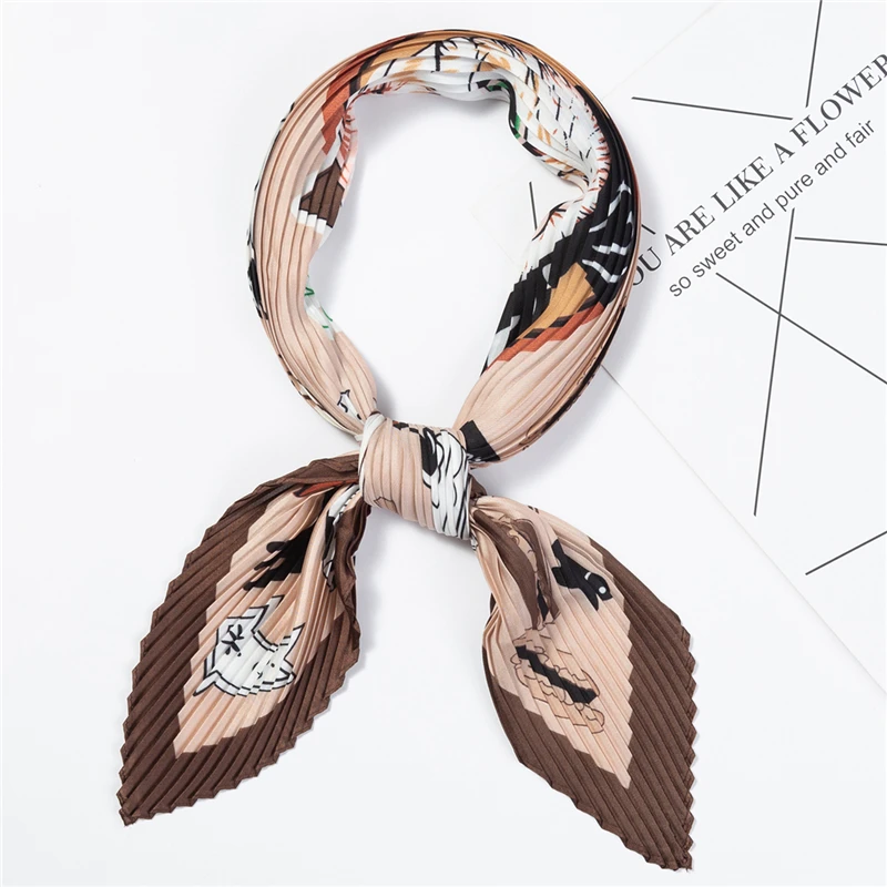 Квадратные плиссированные шарфы женский шелковый шарф для волос модные шейные с