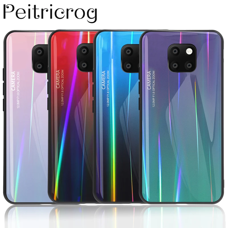 Чехол из закаленного стекла с лазерным градиентом Aurora для huawei Honor 9X mate 30 20 Pro P30