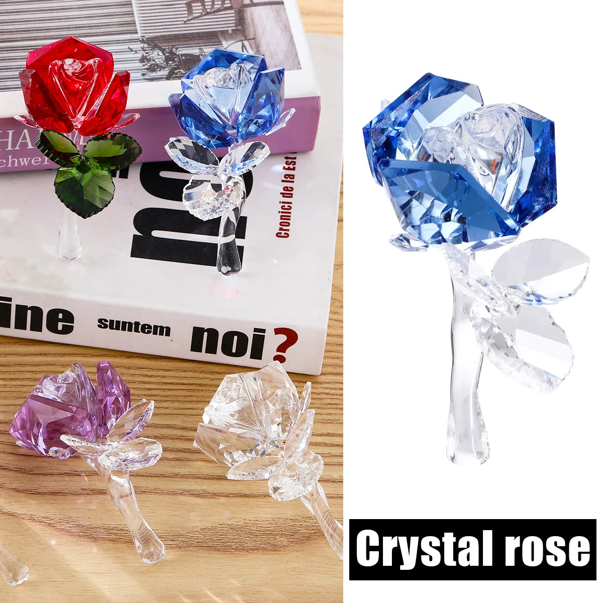 

Handcrafted Romantic Crystal Rose Flower Decoration Rose for Valentine Christmas Lover Gifts